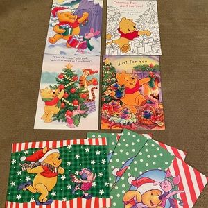 Disney’s Winnie the Pooh Holiday Cards wit Envelopes (Lot of 8), New